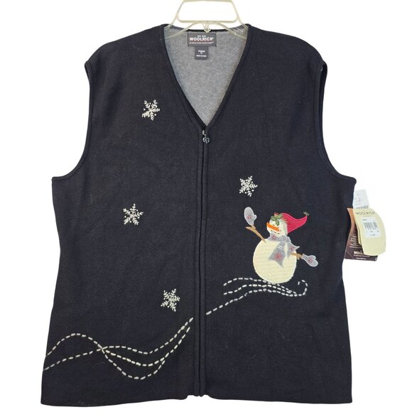 Woolrich XL Snowman Holiday Sweater Vest Embroidered Winter Frosty New Womens - Picture 1 of 11